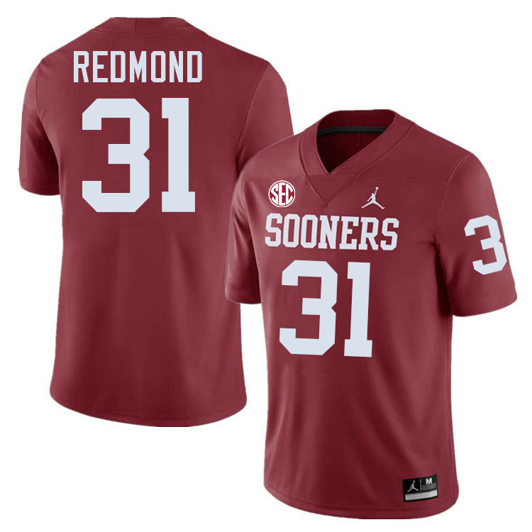 Oklahoma Sooners #31 Jalen Redmond College Football Jerseys,Uniforms-Crimson
